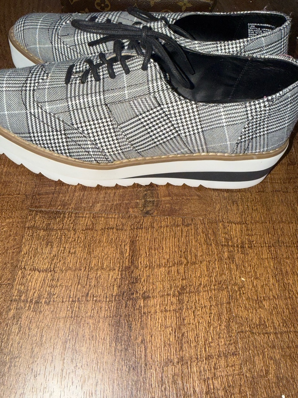 Madden Girl Black & White Plaid Platform Oxfords